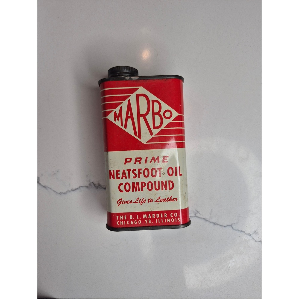 Vintage Marbo Prime Neatsfoot Oil Compound Leather Conditioner Preserver 8oz Can